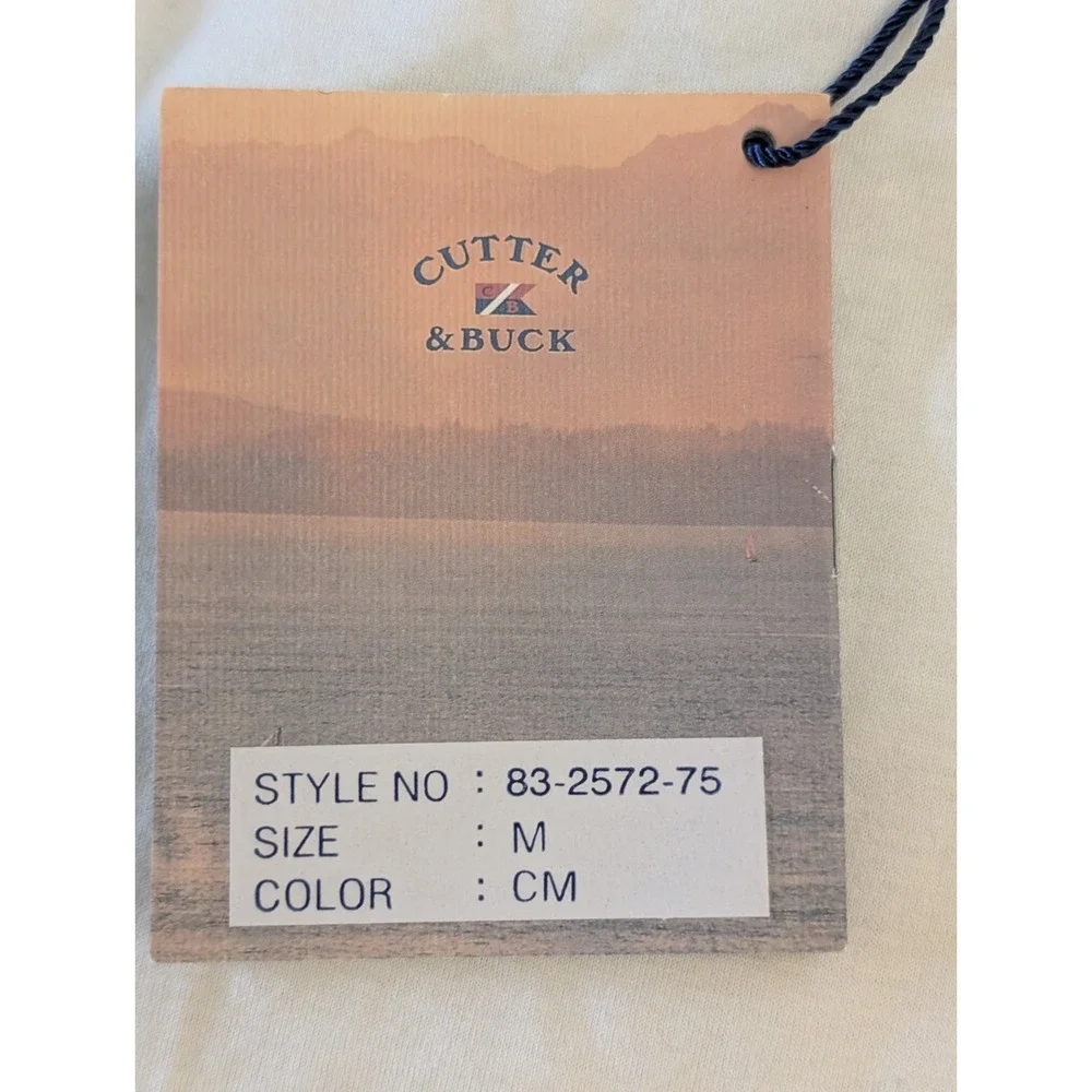 Cutter & Buck Polo Embroidered Logo Golf Polo Shirt Men's M Cream 100% Cotton